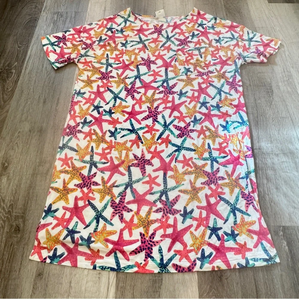 Soma Cool Nights Modern Nightshirt Womens Large Colorful Starfish Loungewear - Picture 2 of 9